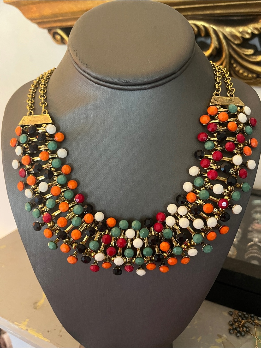 Multicolor Beaded Statement Collar Necklace